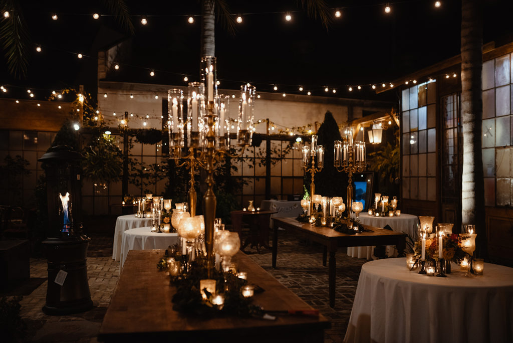 Portable heaters add warmth to outdoor weddings in our rare cold snaps in New Orleans. | photo by Dark Roux
