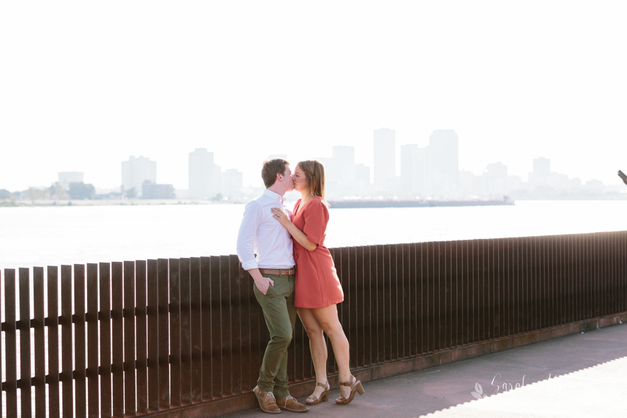 The Mississippi Riverfront is a beautiful backdrop for engagement photos. | Photo by Sarah Alleman Photography