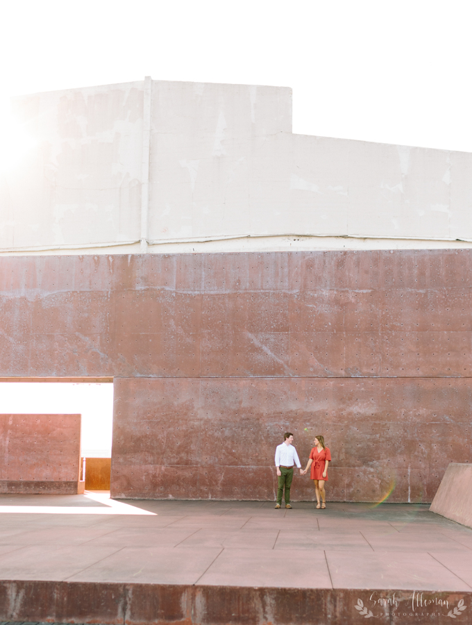 The Mississippi Riverfront is a beautiful backdrop for engagement photos. | Photo by Sarah Alleman Photography