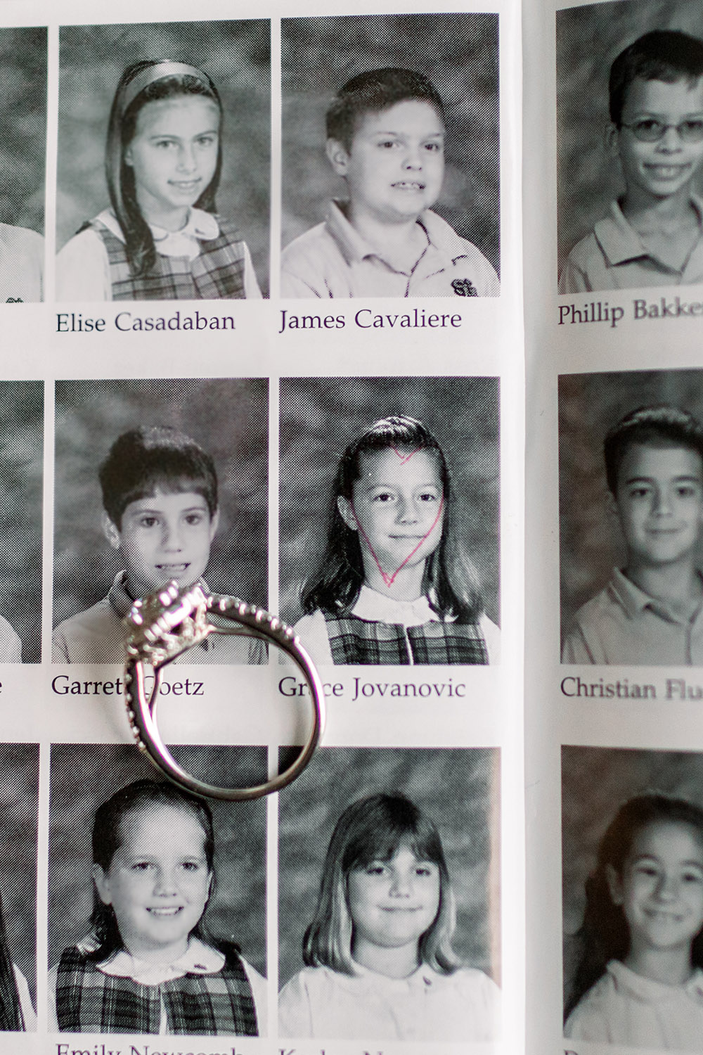 Ross had drawn a heart around Gracie's 4th grade yearbook photo.