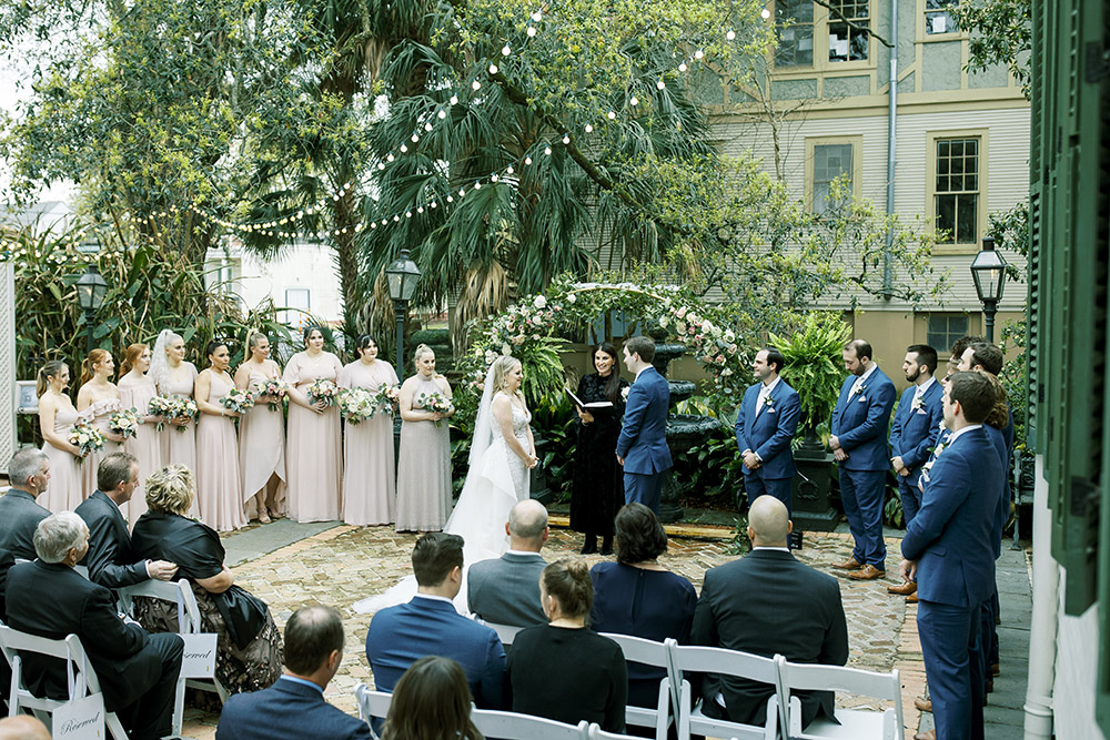 The wedding ceremony in the Degas House courtyard