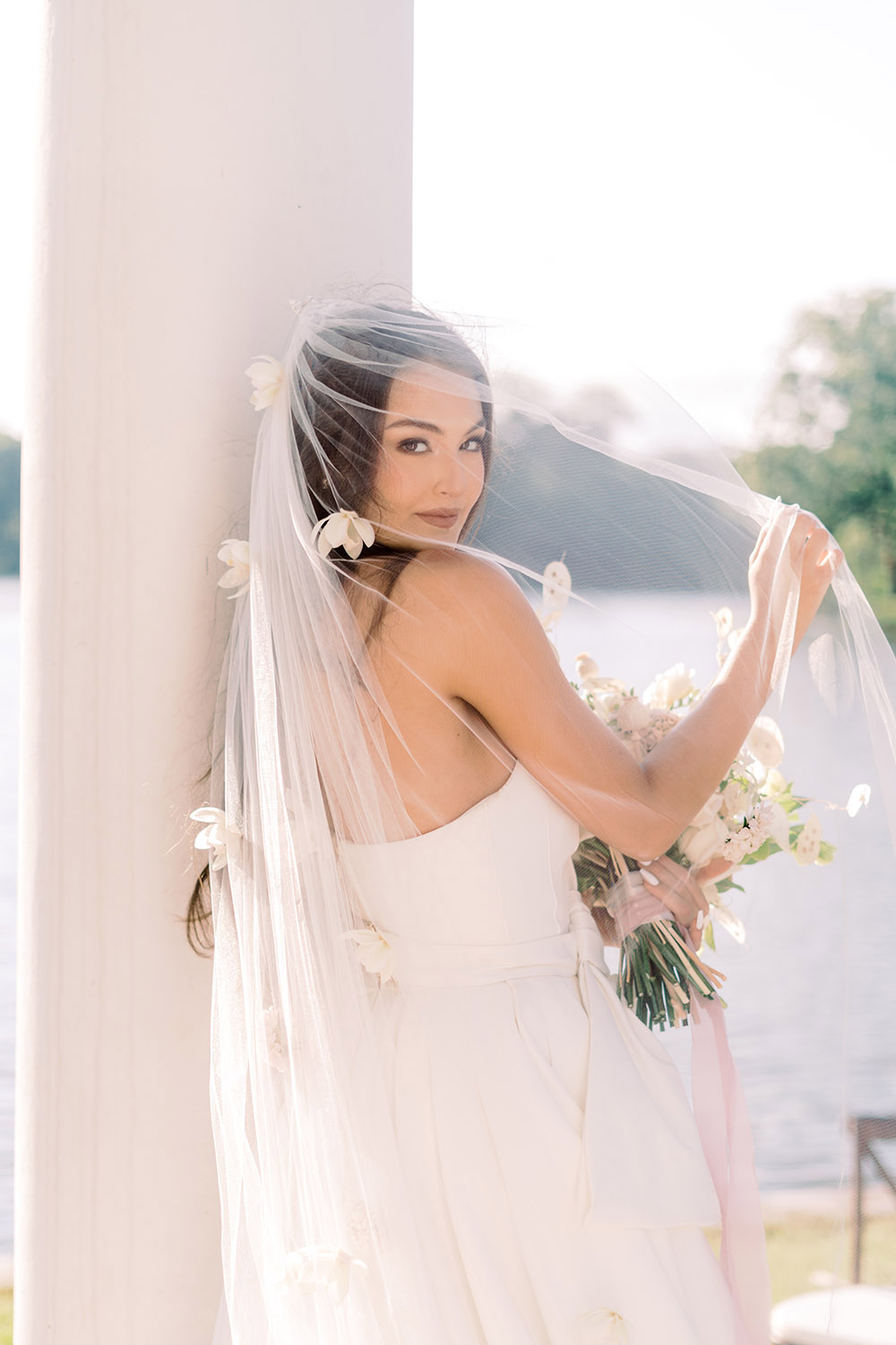 Bridal Veil with Fresh Flowers