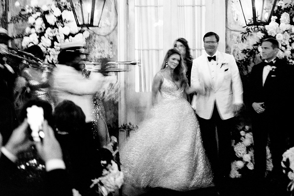black and white film photograph of a wedding second line | Andrew Alwert 