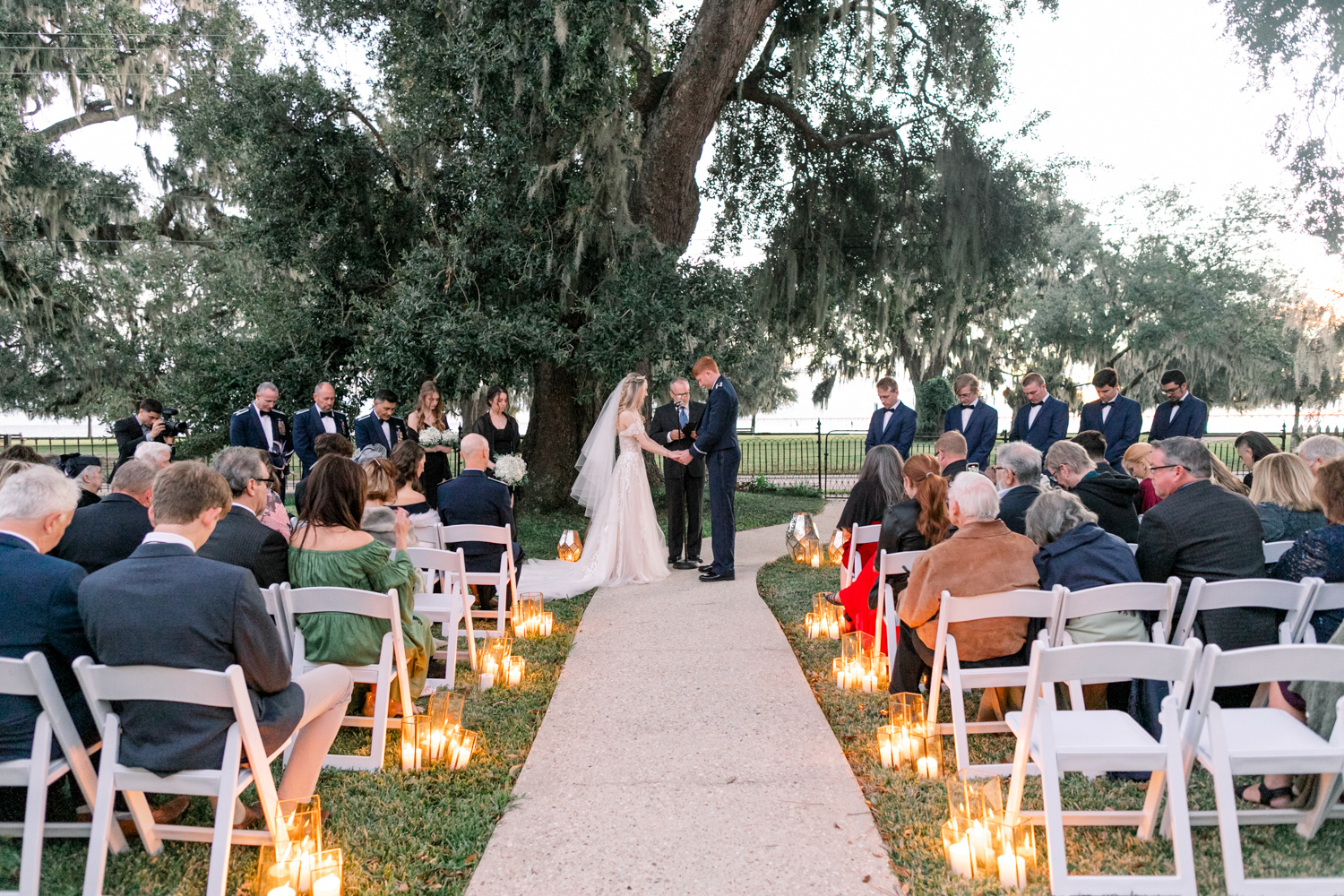 Outdoor wedding on Mandeville, LA lakefront 