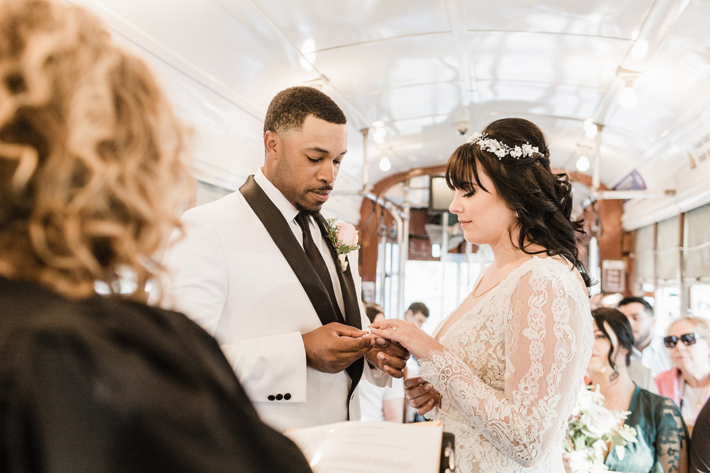Wedding ring exchange on the New Orleans Streetcar