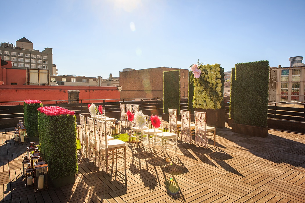 Rooftop wedding ceremony at The Chicory. Photo: GK Photography
