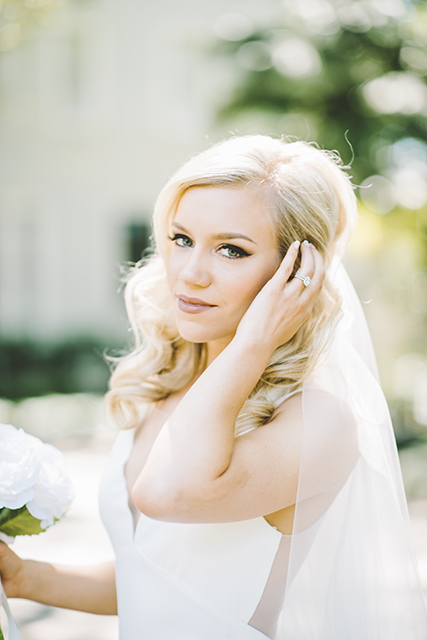 Bridal portrait close up. Photo by Whitney Marie