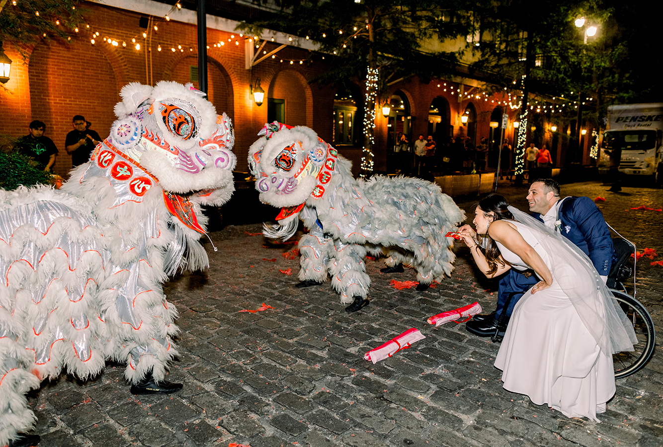 “We included a Vietnamese Dragon dancer at the end with firecrackers to bring good luck into our marriage,” shares Gina.