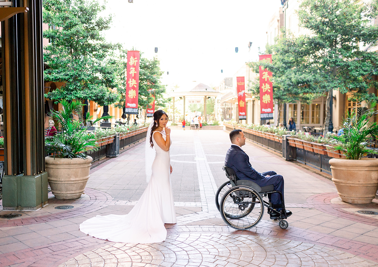 Gina and Kyle's first look took place on Fulton Street. After their private moment together, the couple posed for photos with their bridal party.