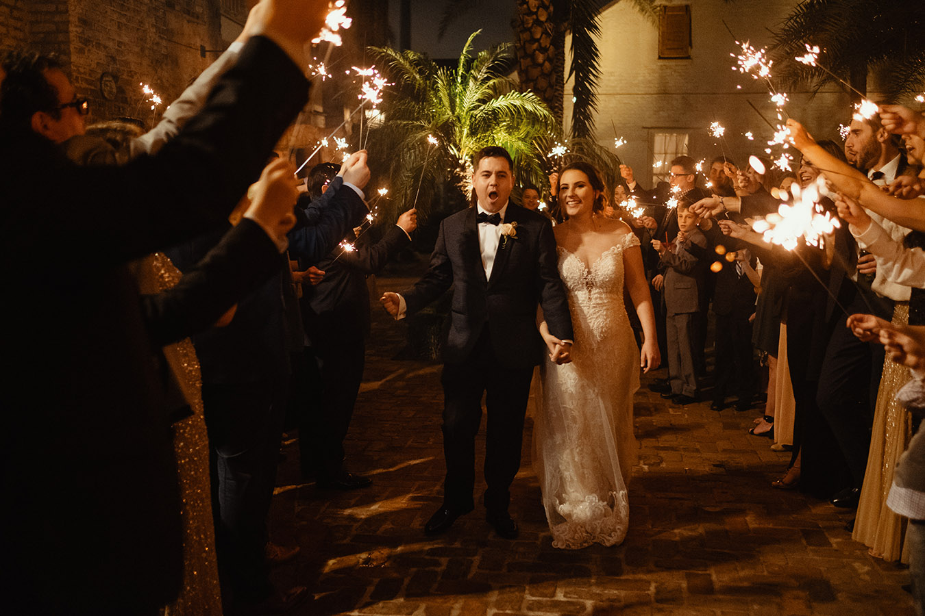 The evening ended with a sparkler send-off for the happy couple.