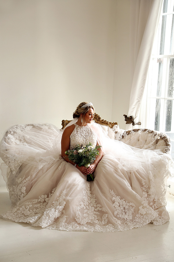 Courtney posed for portraits in her wedding gown at Nottoway prior to the wedding.