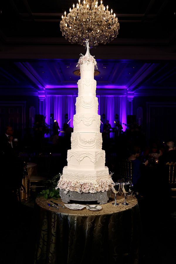 The focal point of the reception was the towering, 7-tier, wedding cake.