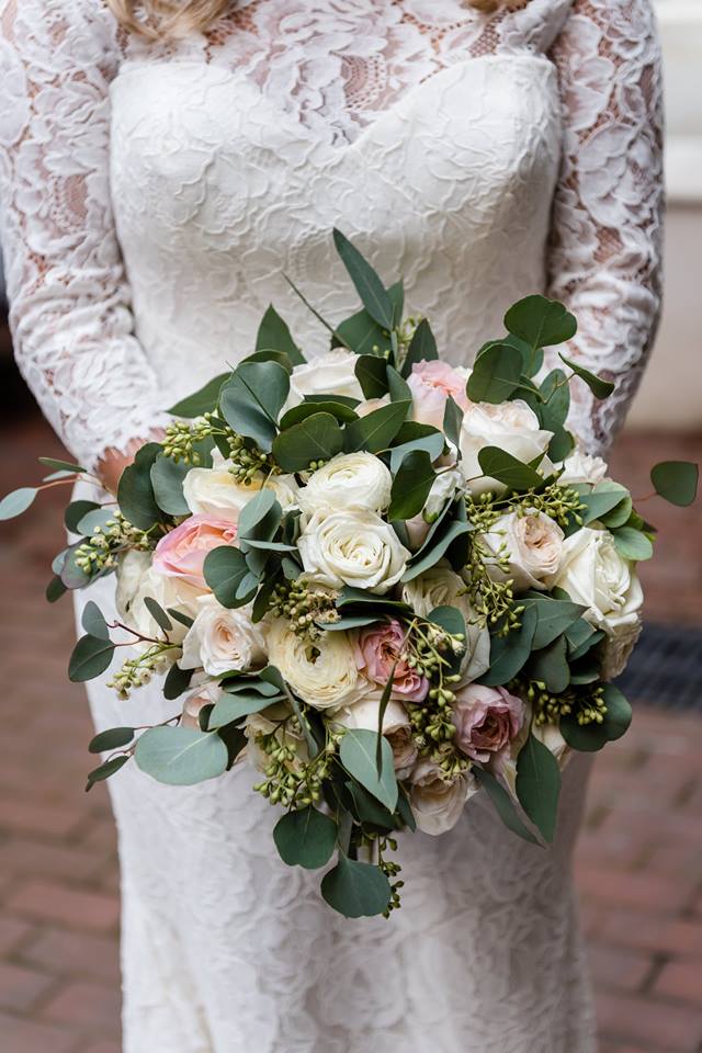 Blush and Ivory bridal bouquet by Beth's Flowers