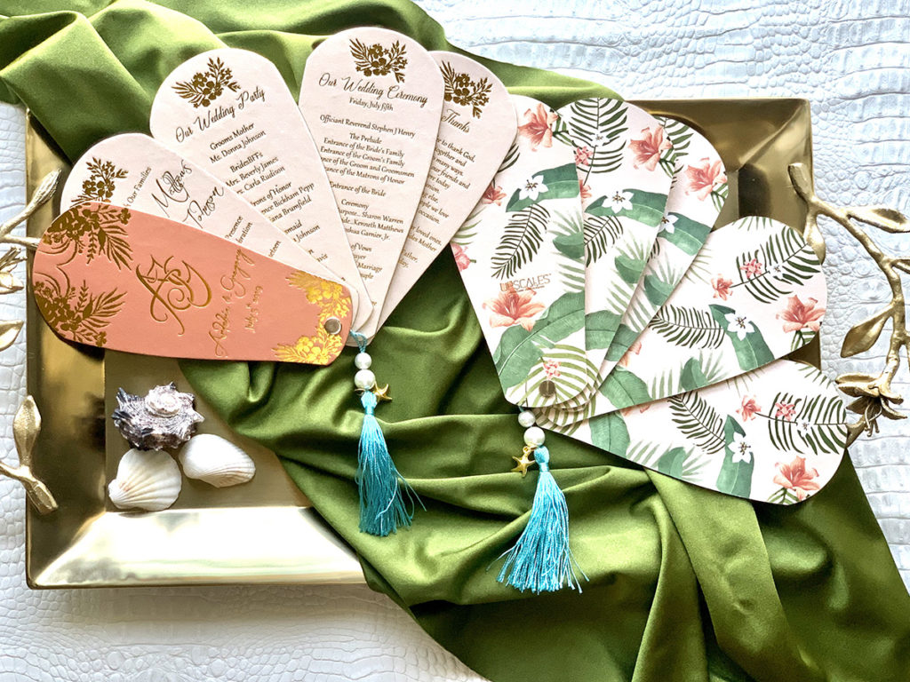 Upscales Custom Collection Fan Invitation Beach Theme Cardstock Tassel