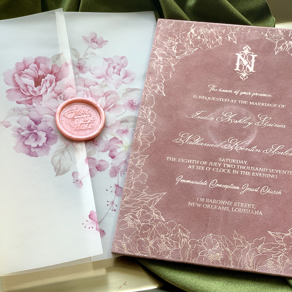 Upscales Custom Collection Suede Invitation