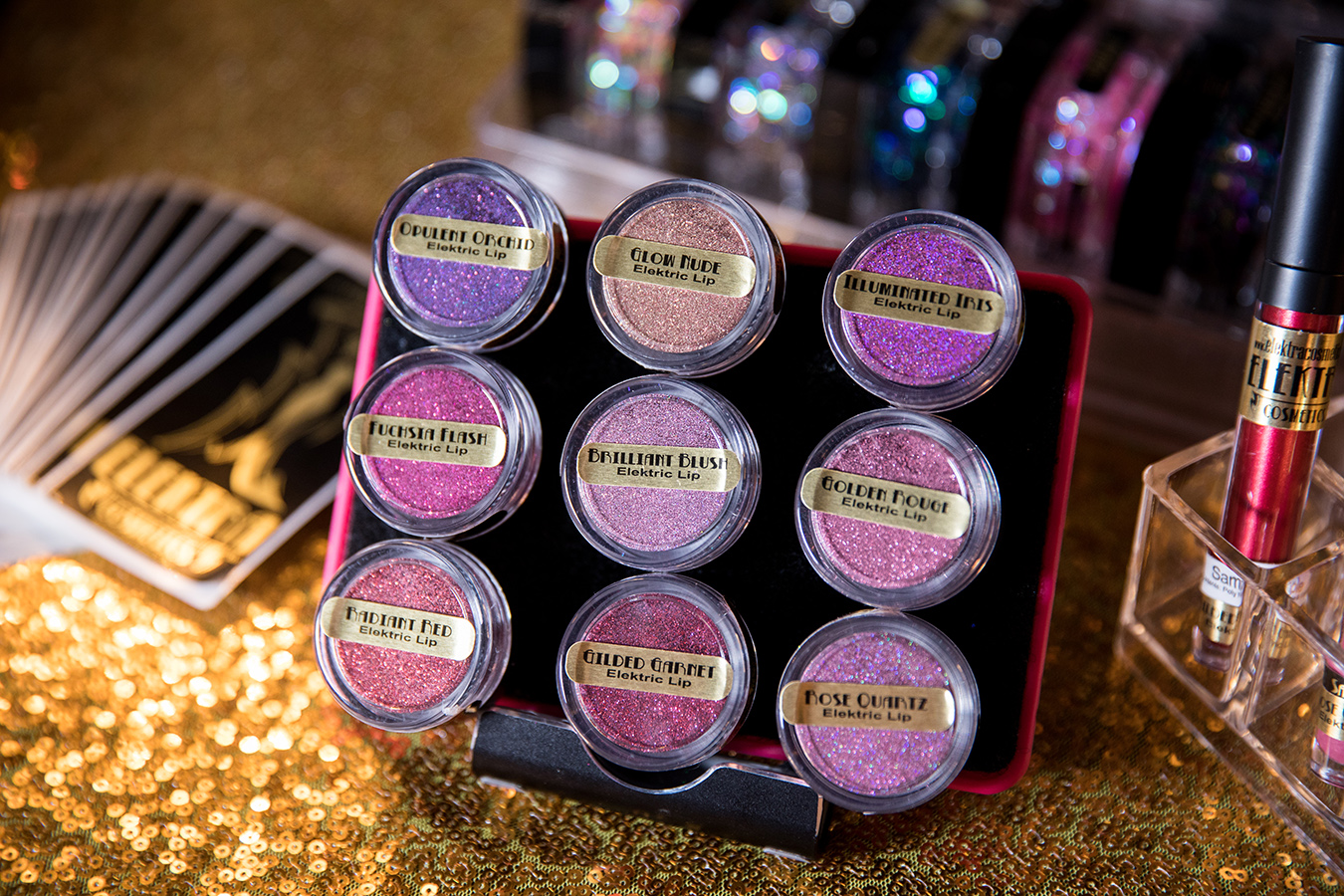 A selection of glitter lip color available at the Glitter Buffet Experience. Photo: Brian Jarreau