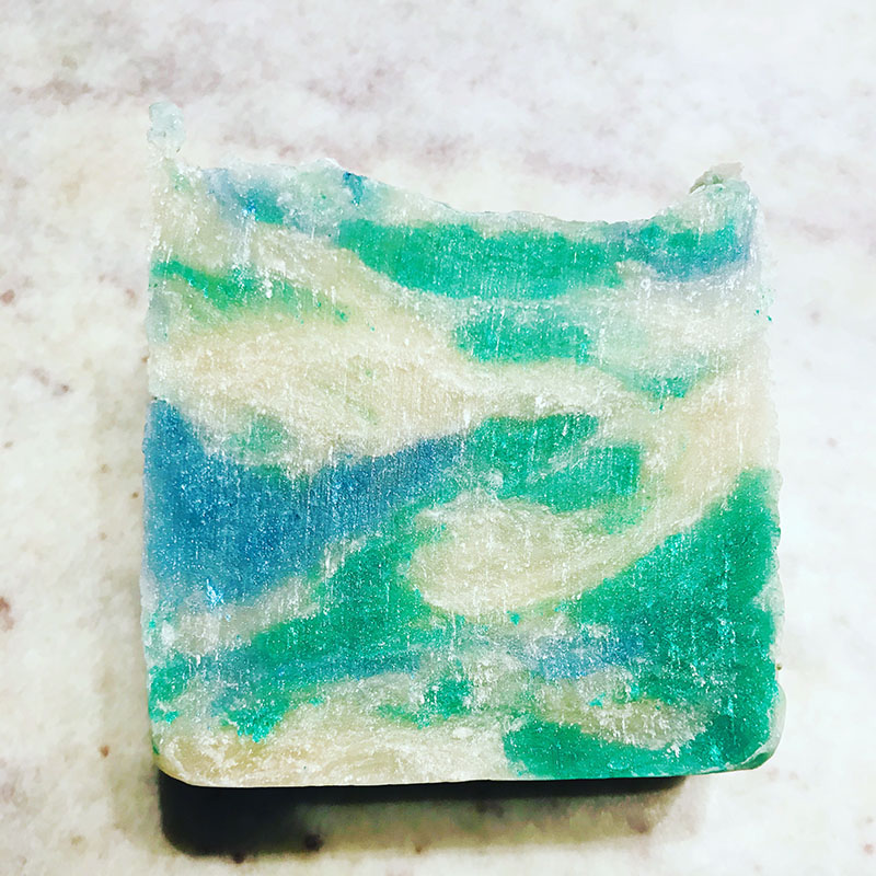 1803 Soap handmade marbled Wave bar soap wedding favors in blue and green.