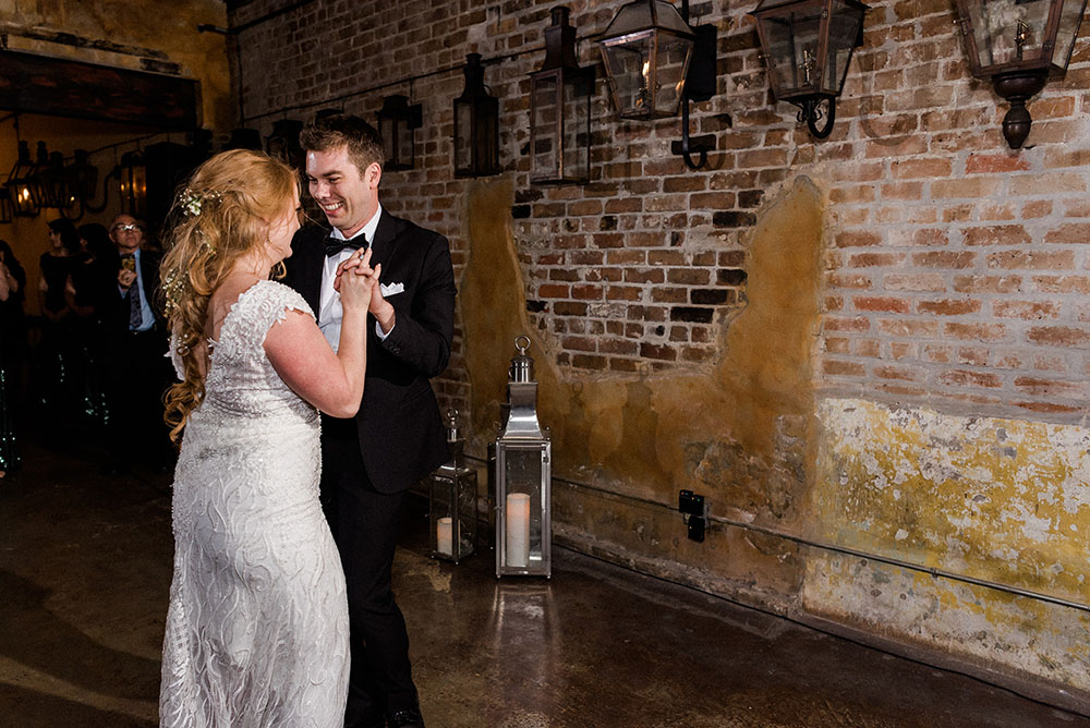 bride and groom dancing at new orleans wedding reception