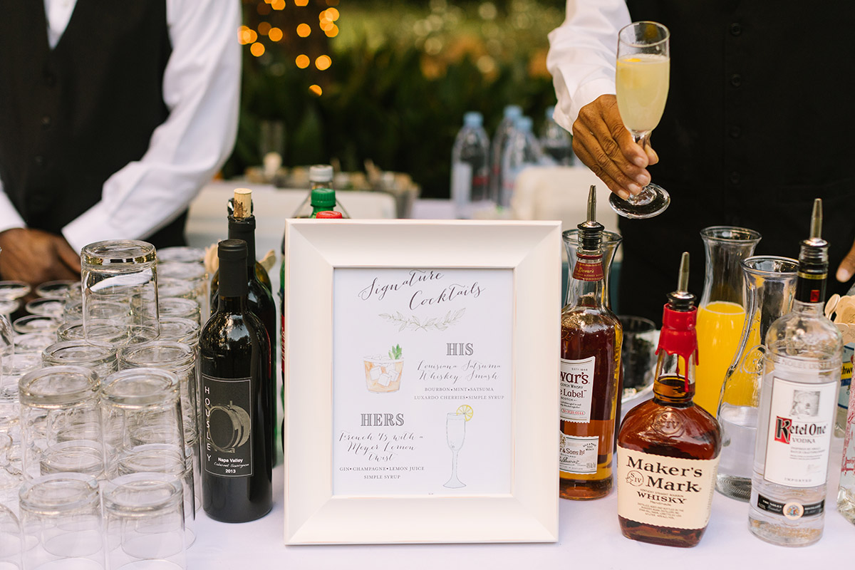Signature Cocktail bar at a wedding reception. Photo: Sarah Alleman