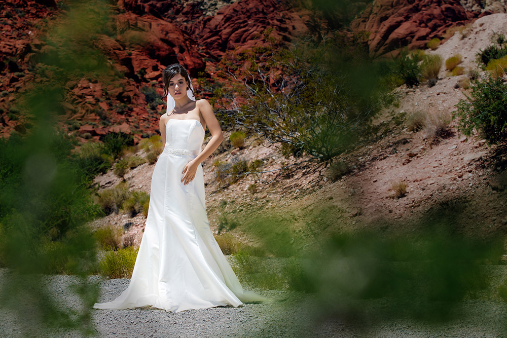 Bride in the dessert photographed by Amin Russell Photography