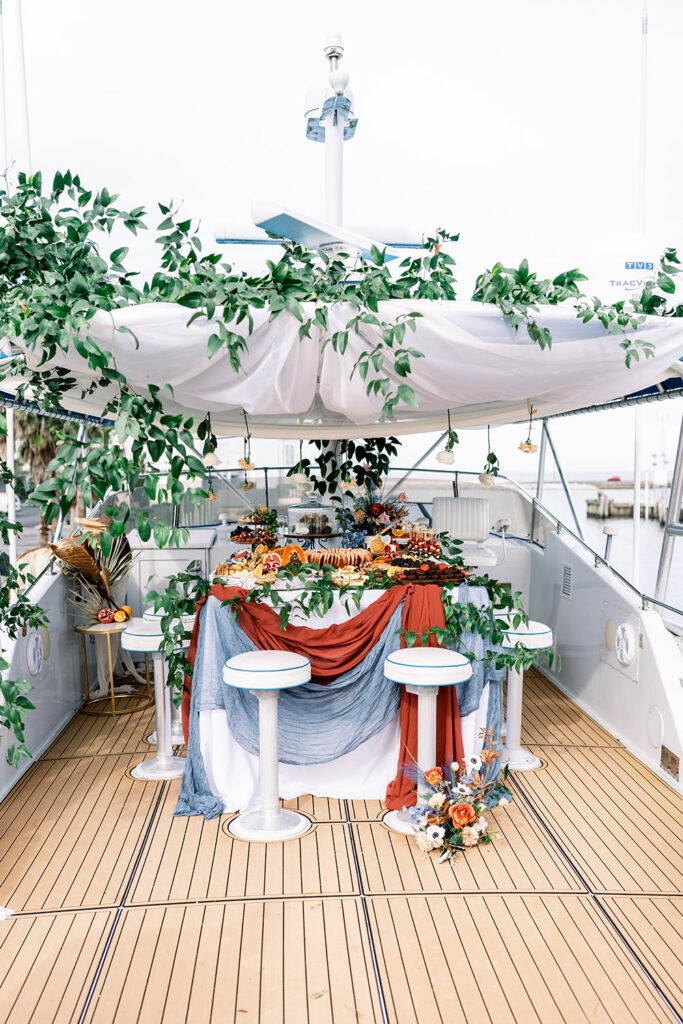 charcuterie table on board the big wave yacht