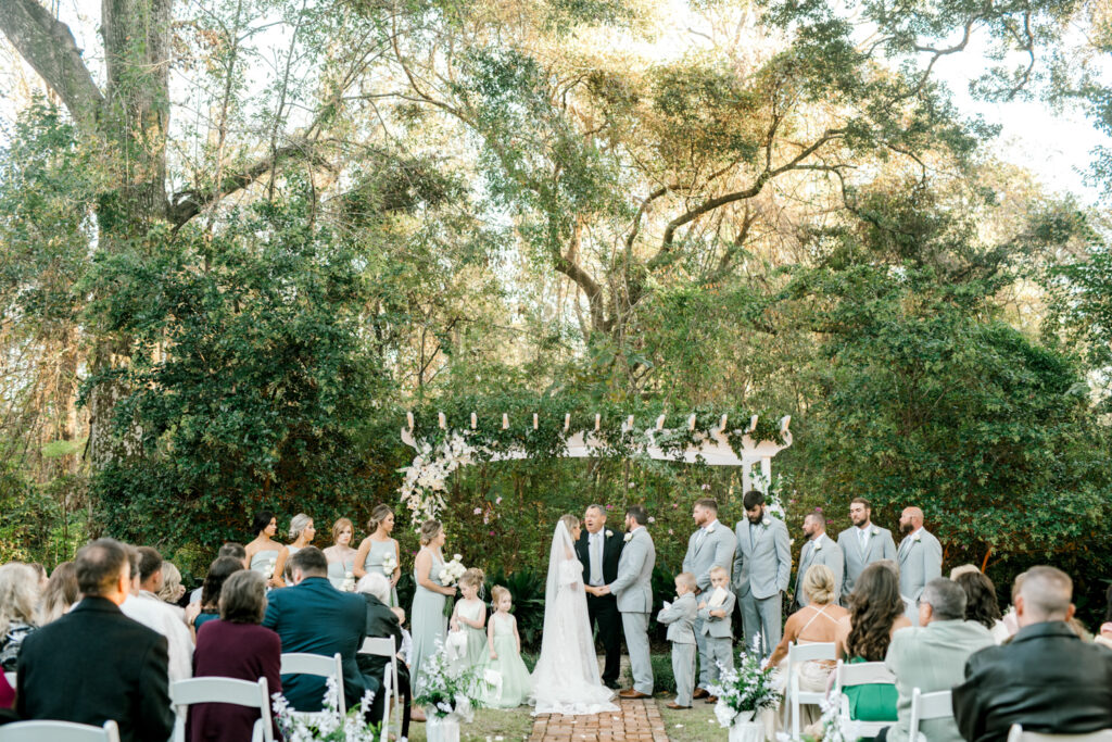 The wedding ceremony on the Garden Lawn of The Henry Smith House