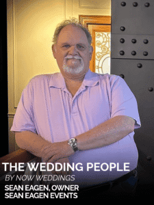 Sean Eagen, owner of Sean Eagen Events, wearing a custom light purple polo shirt with arms crossed.